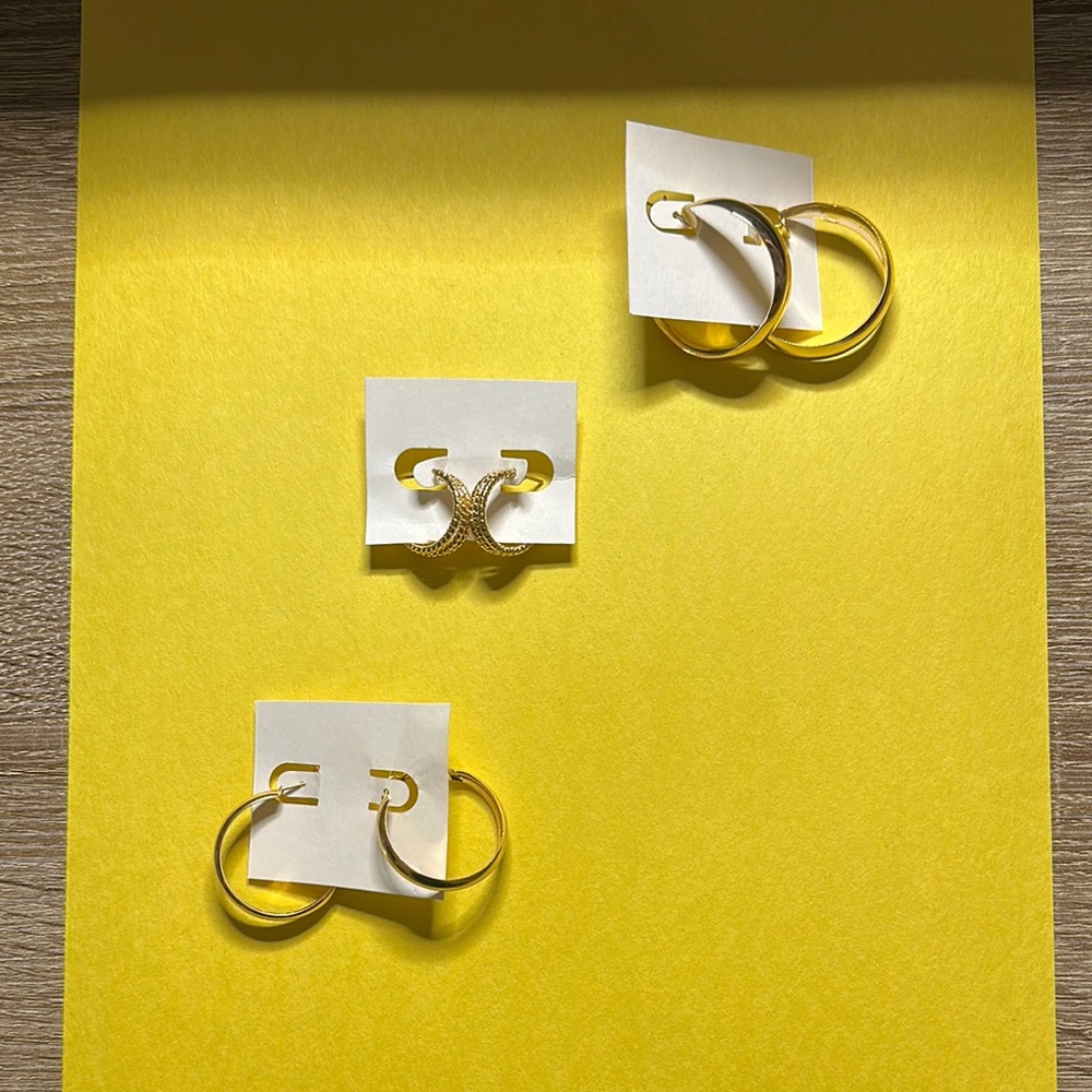 Earrings Hoops a set of 3 pair Set new without tags.